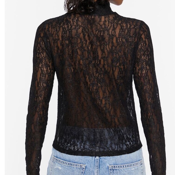 Floral Lace Mock Neck Top size small - Picture 3 of 6